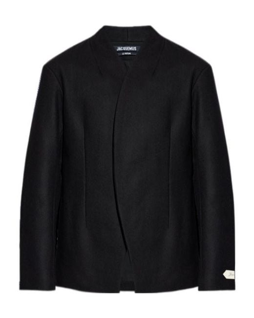 Jacquemus Black Collarless Tailored Blazer for men