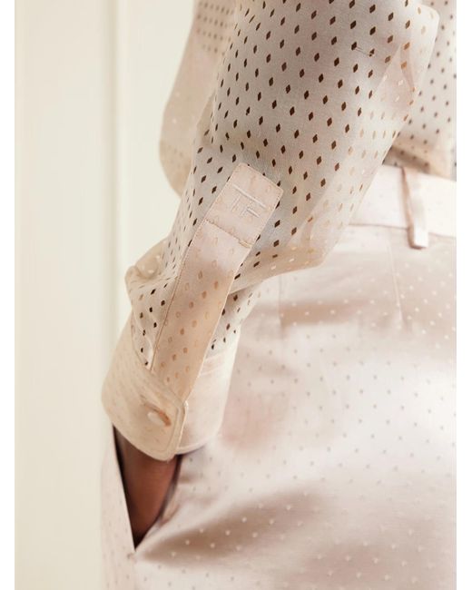 Tom Ford Natural Oversized Silk-Chiffon Shirt