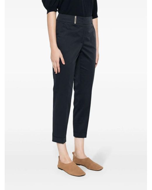 Peserico Blue Cropped Pleated Trousers