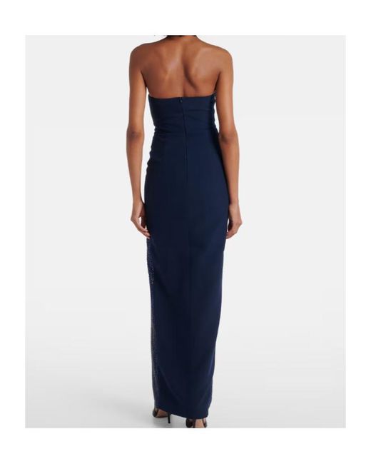 Roland Mouret Blue Embellished Strapless Crêpe Gown