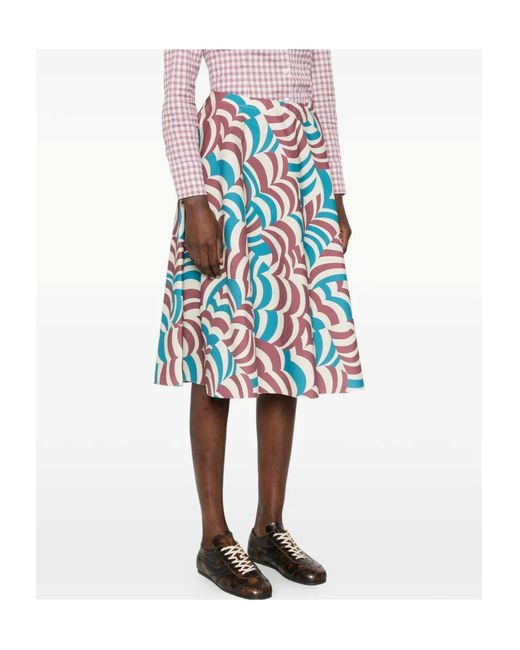 Marni Blue Printed Midi Skirt