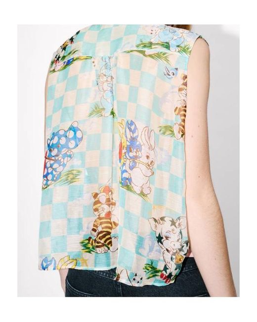 KENZO Green Cartoon' Sleeveless Top
