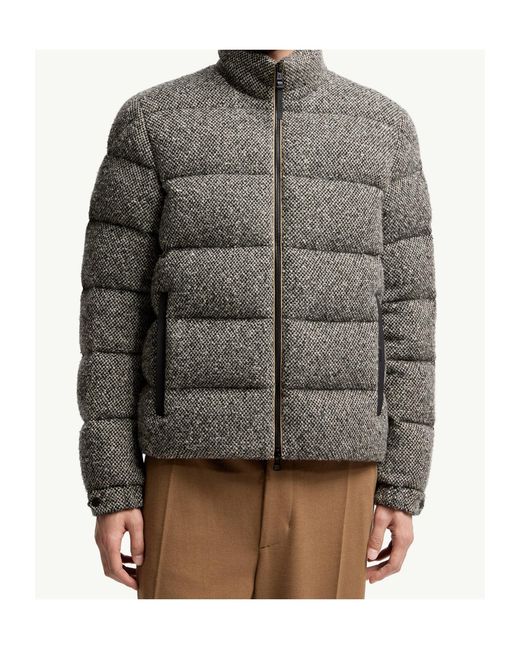 Moncler Gray Agde Wool Blend Short Down Jacket for men