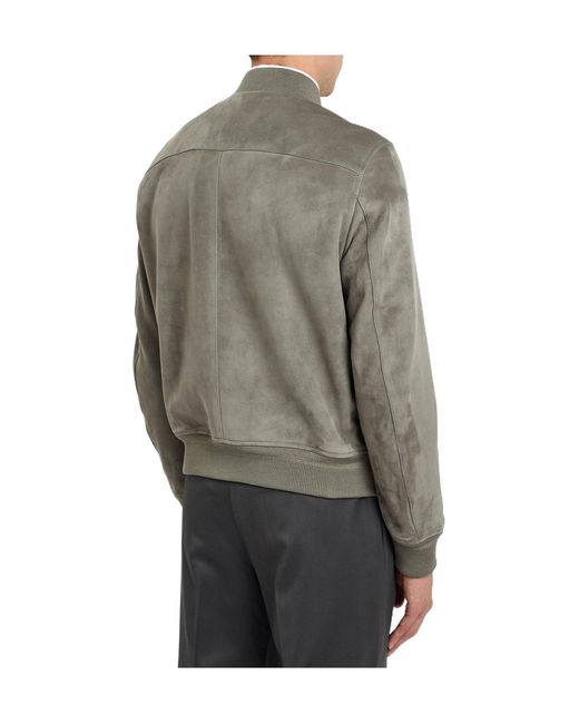 Tom Ford Gray Suede Bomber Jacket for men