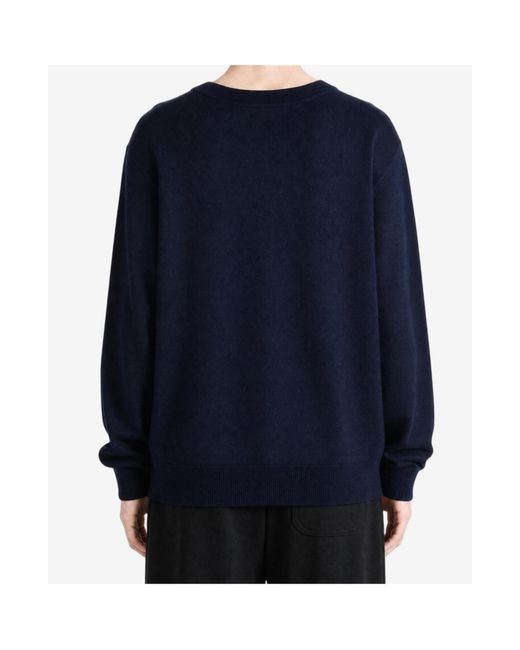 Dries Van Noten Blue Long-Sleeve Crew-Neck Sweater for men