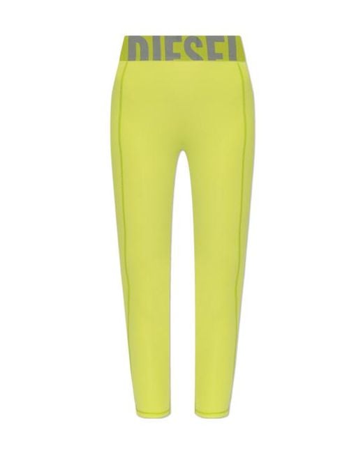 DIESEL Yellow Logo-Waistband Leggings