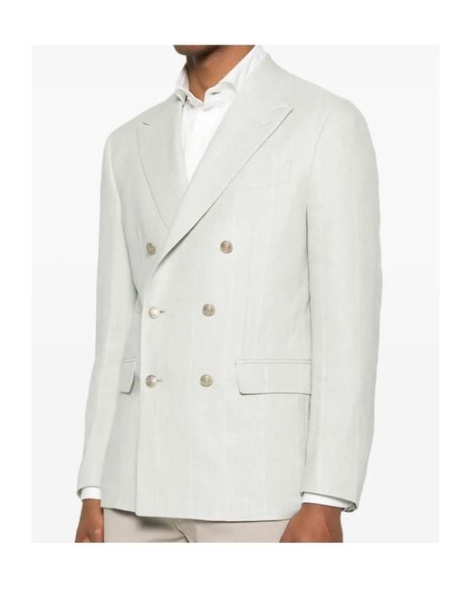 Eleventy White Double-Breasted Blazer for men