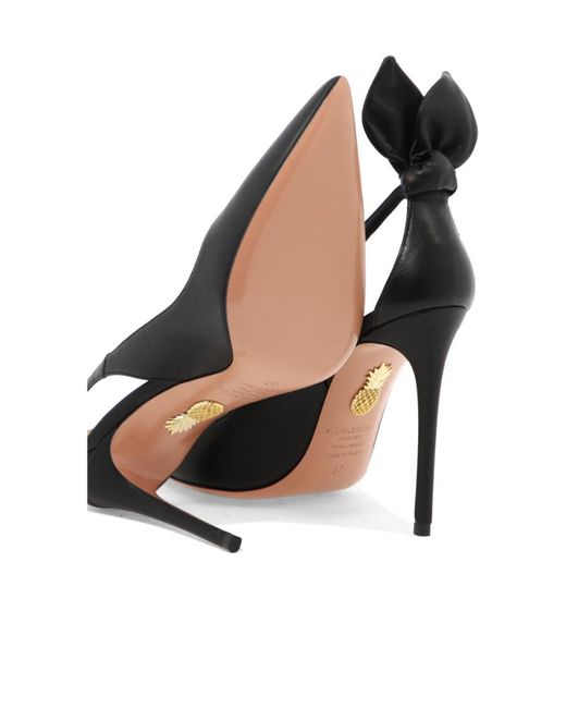 Aquazzura Black Pointed Toe Bow Tie Pumps