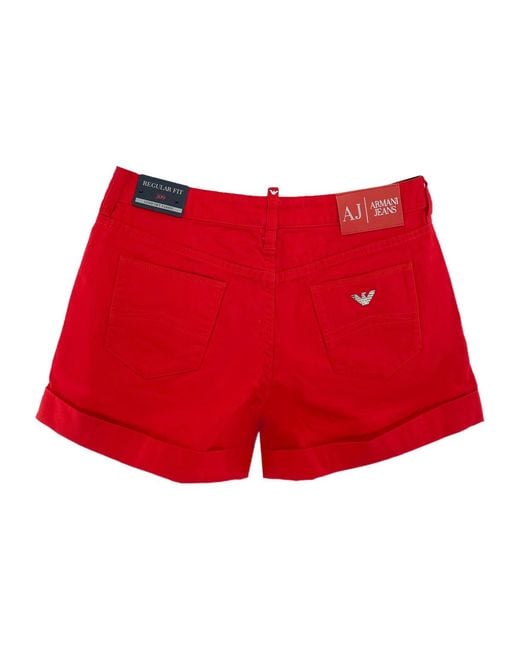 Armani Jeans Red Logo Denim Shorts