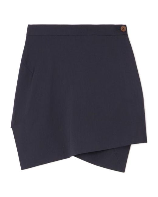 Vivienne Westwood Blue Infinity Asymmetric Wool-Twill Mini Wrap Skirt