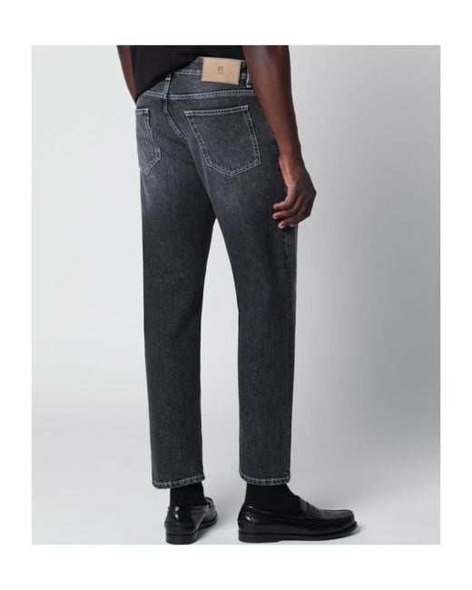 Pt Pantaloni Black Logo-Patch Washed Jeans for men