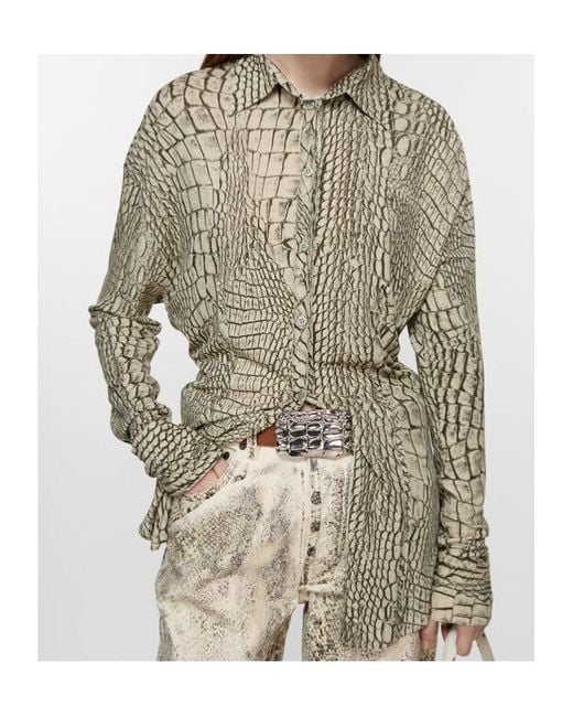 Acne White Button-Up Printed Shirt