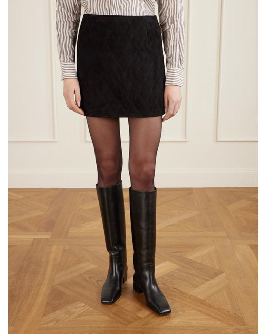Blazé Milano Black Viva Coci Quilted Suede Mini Skirt