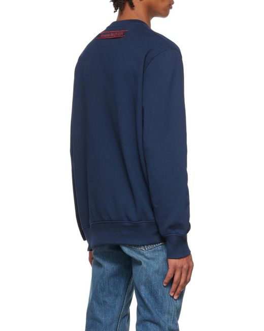 McQueen Blue Logo-Patch Long-Sleeve Sweatshirt for men