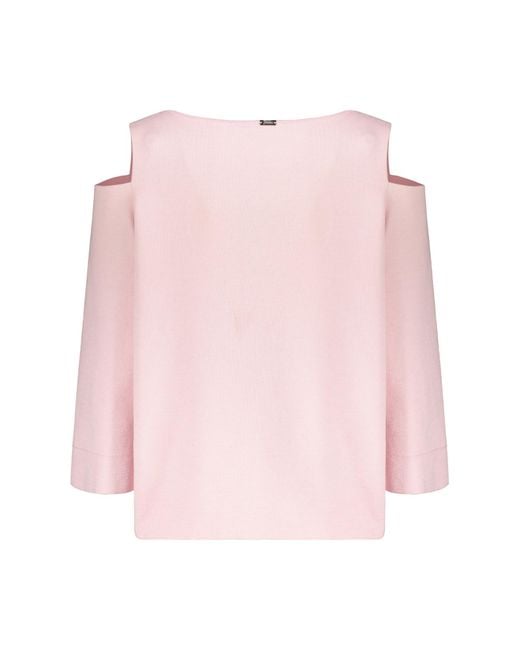 Herno Pink V-Neck Wide-Neckline Sweater