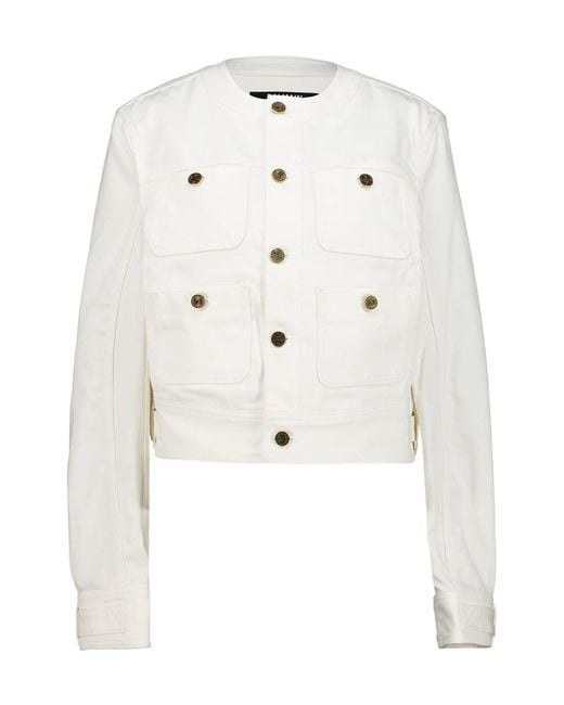 Balmain White Patch-Pocket Denim Jacket