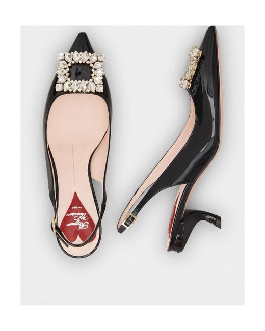 Roger Vivier Black Virgule Buckle Slingback Pumps