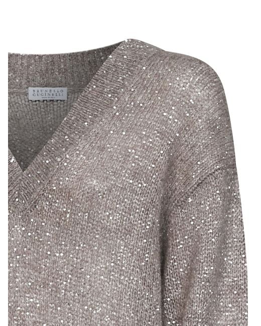Brunello Cucinelli Gray Long-Sleeved Knitwear
