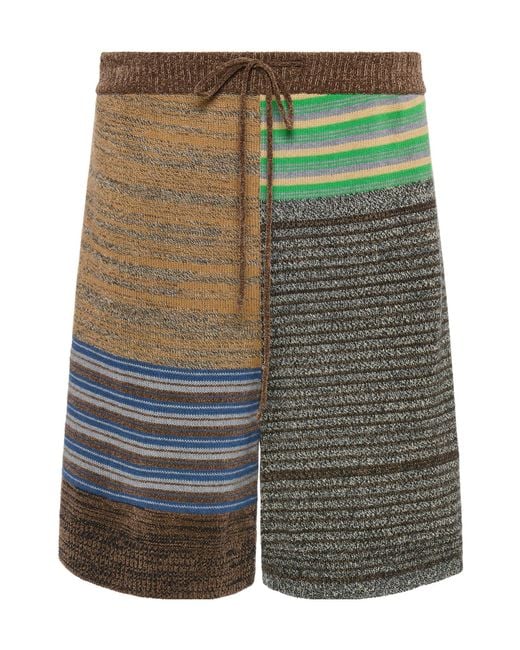 Maison Margiela Green Patchwork Knit Shorts for men