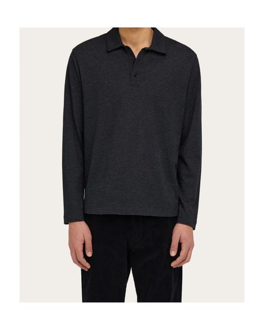 Ferragamo Blue Ferragamo Long Sleeved Polo Shirt for men