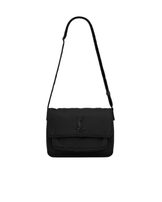 Saint Laurent Black Niki Foldover Top Messenger Bag for men