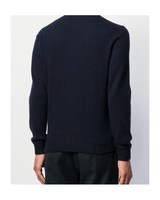 Barba Napoli Blue Round Neck Jumper for men