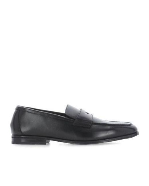 Doucal's Black Almond Toe Loafers for men