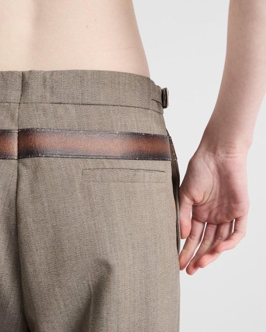 Prada Gray Belt-Detailed Pleated Trousers