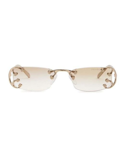 Prada White Narrow Rimless Sunglasses