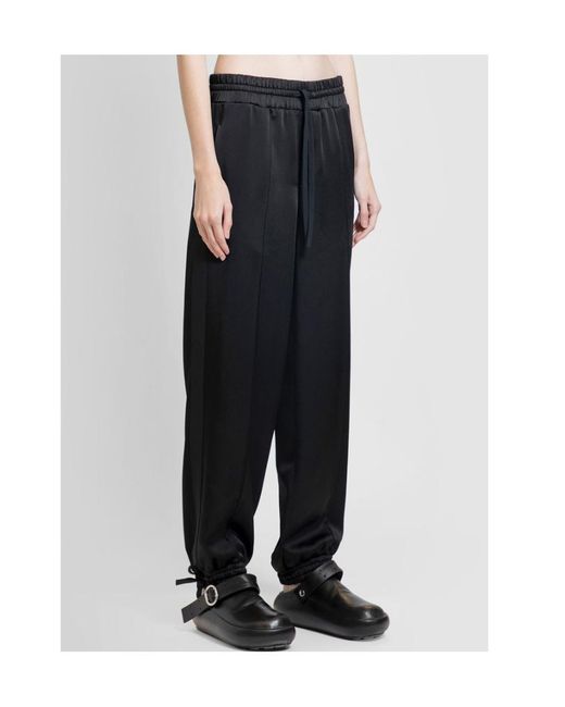 Jil Sander Black Mid-Rise Drawstring Trousers