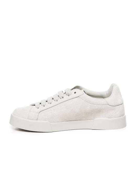 Dolce & Gabbana White Portofino Logo Perforated Sneakers for men
