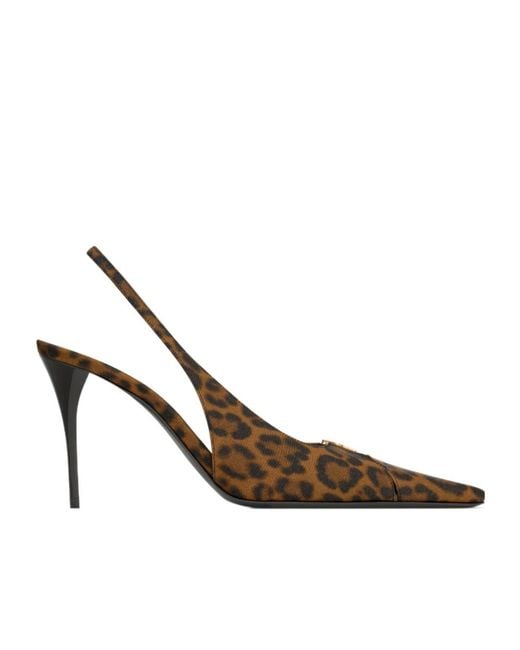 Saint Laurent Brown Babylone Breteuil Slingback Pumps