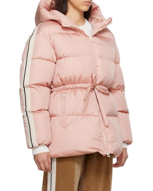 Palm Angels Pink Logo Embroidered Down Jacket