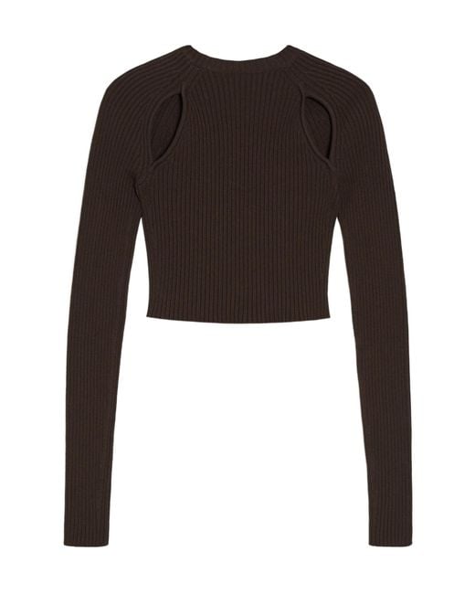 Max Mara Black Cut-Out Ribbed Long-Sleeve Top