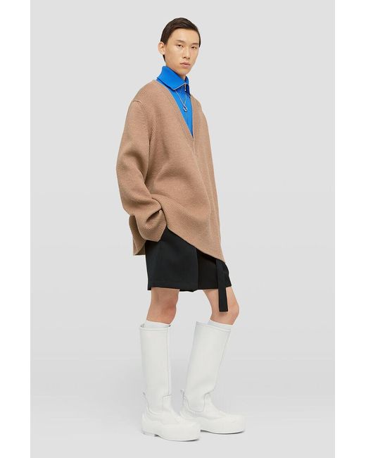 Jil Sander Blue Drop Shoulder Layered Jumper for men