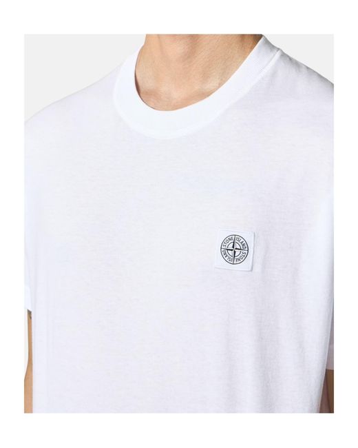 Stone Island White Short-Sleeve T-Shirt for men