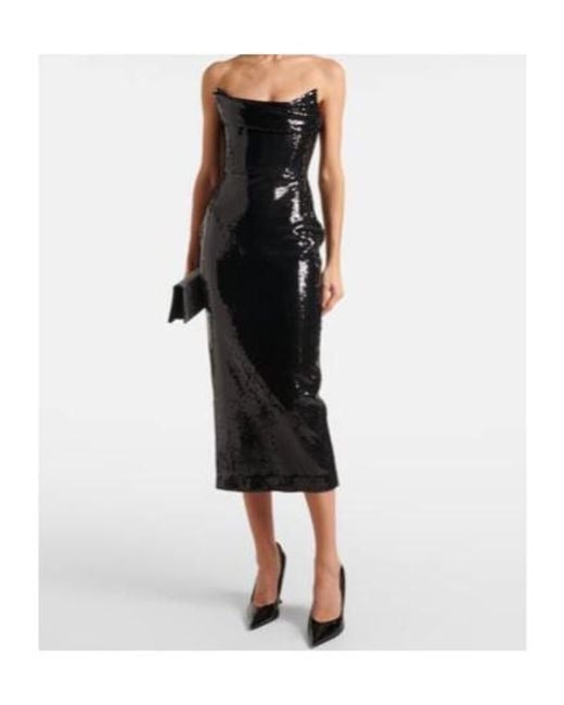 Alex Perry Black Sequined Bustier Dress