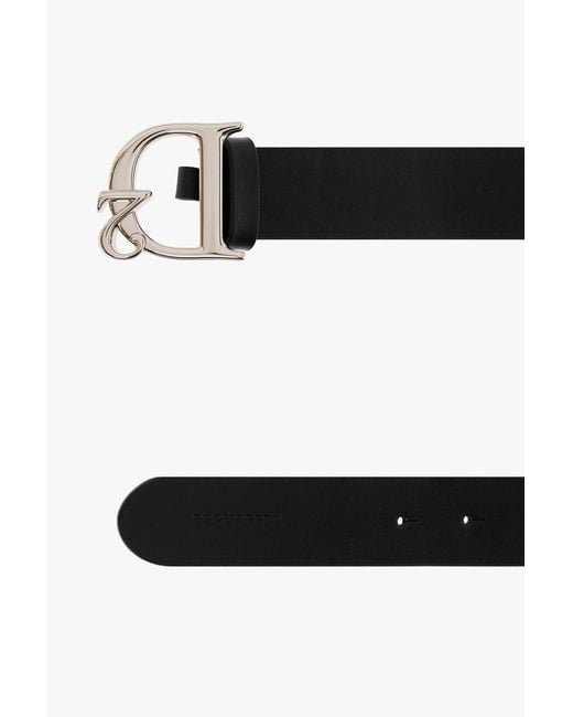 DSquared² White Logo Plaque Buckled Belt