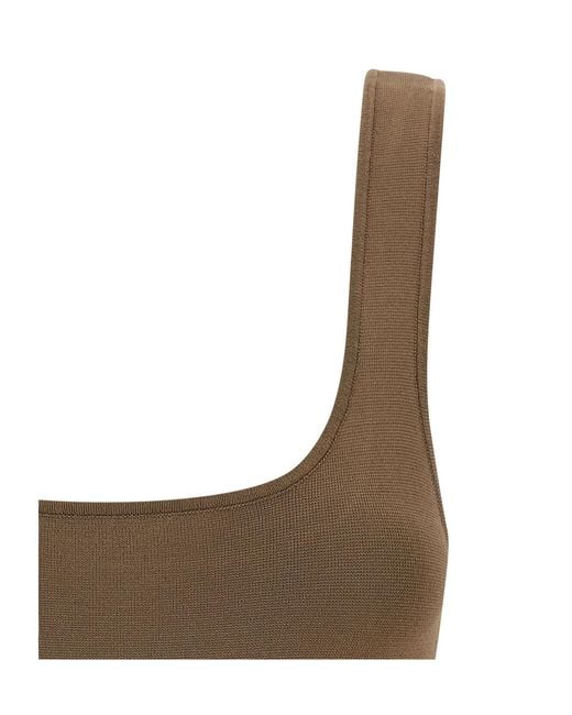 Entire studios Brown Square Neck Stretch Top