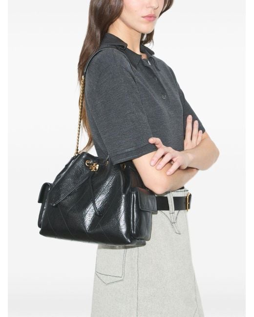 Tory Burch Black Charlie Drawstring Shoulder Bag