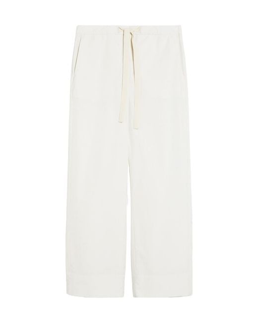 Max Mara White 'S Argento Drawstring Wide Leg Trousers