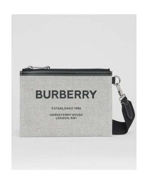 Burberry Gray Horseferry-Print Clutch Bag for men