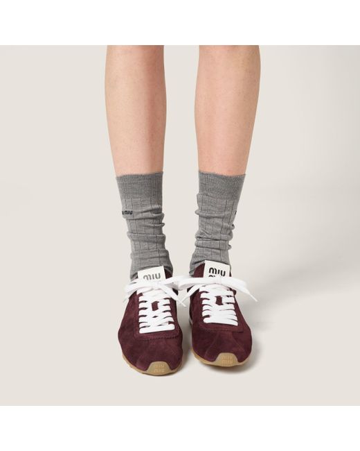 Miu Miu Brown Plume Suede Sneakers