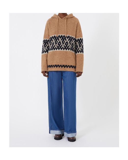 Max Mara Brown Drawstring Knitted Hoodie