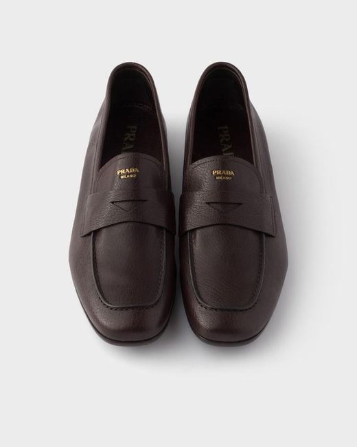 Prada Brown Leather Loafers for men