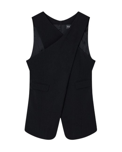 Emporio Armani Black Cross-Back Sleeveless Top