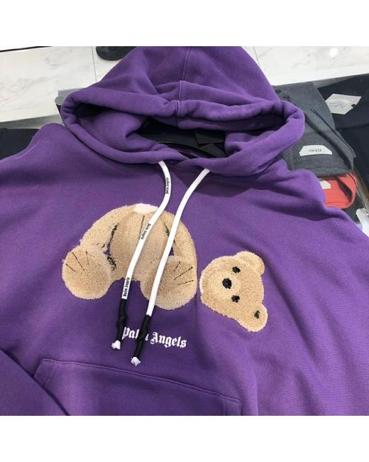 Palm Angels Purple Graphic-Print Hoodie for men