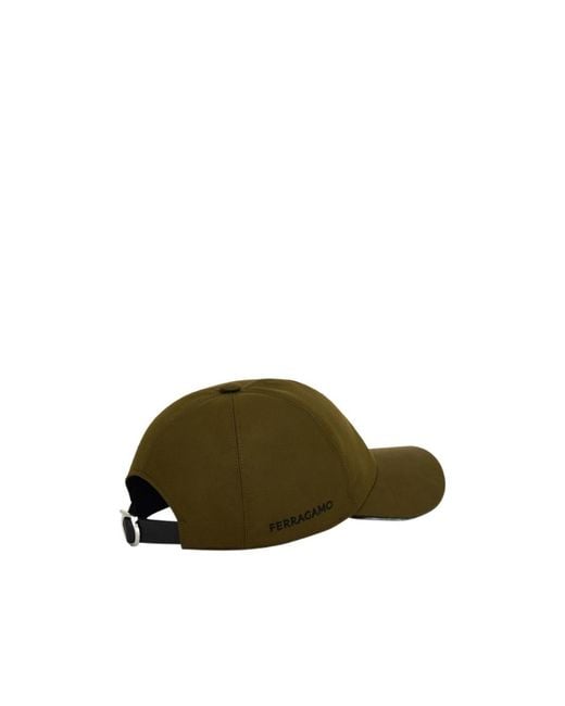 Ferragamo Green Baseball Cap With Tonal Signature for men
