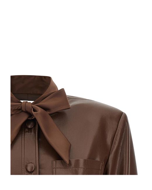 Self-Portrait Brown Lavallière Belted Short Jumpsuit