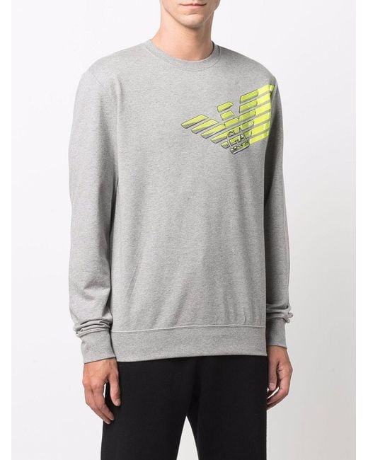 EA7 Gray Logo-Print Sweatshirt for men
